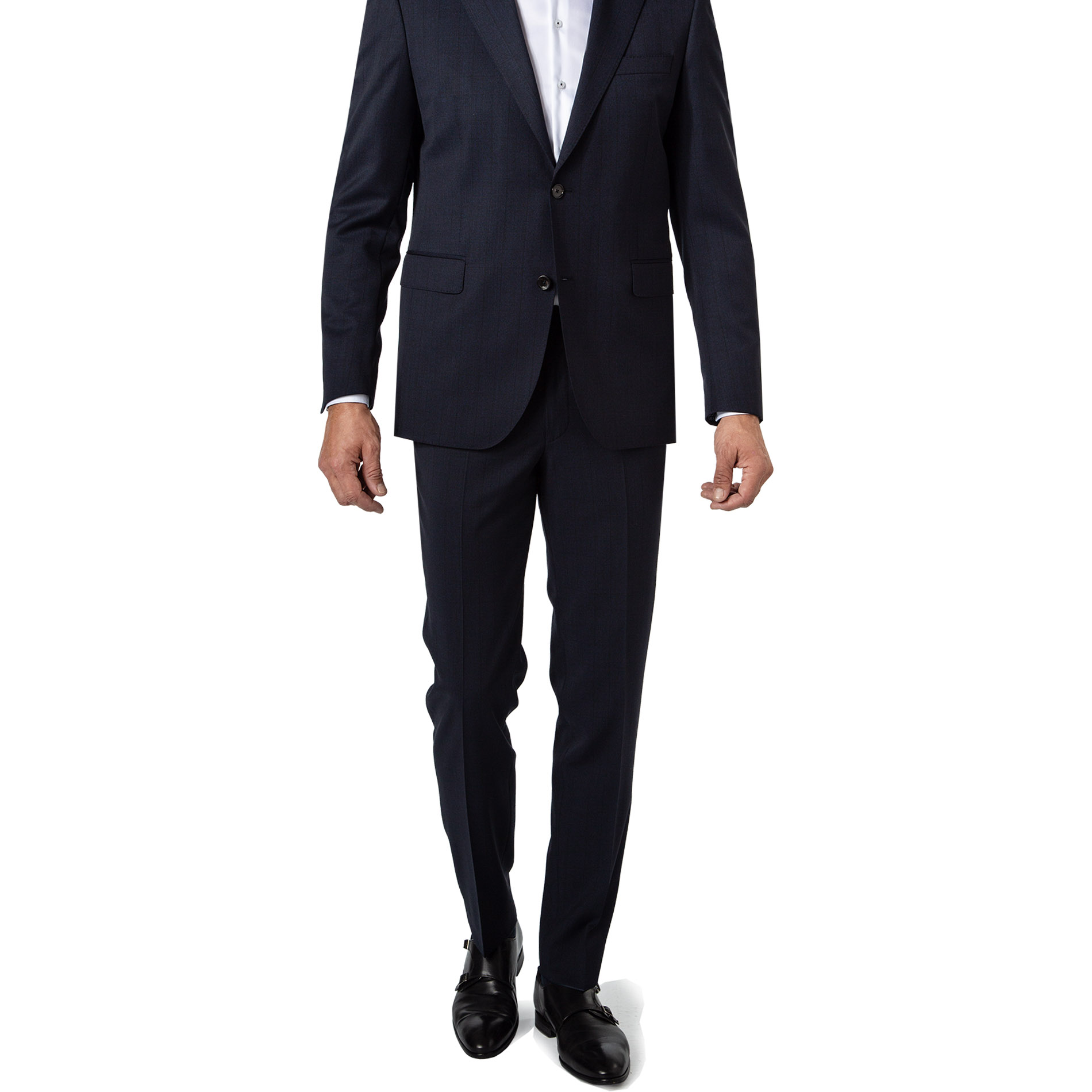 DRESSLER Herren Hose blau Schurwolle kariert