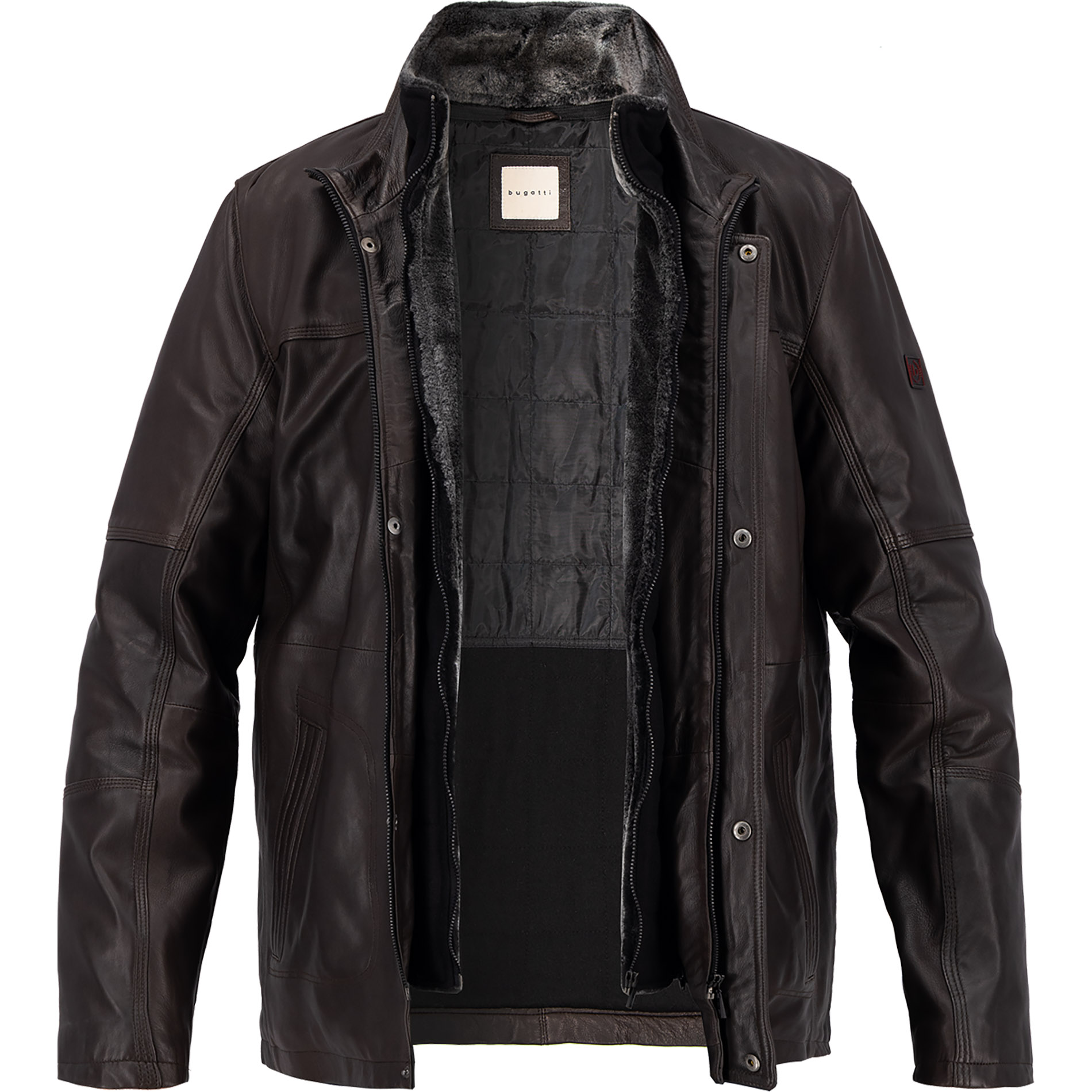 bugatti Herren Lederjacke braun unifarben