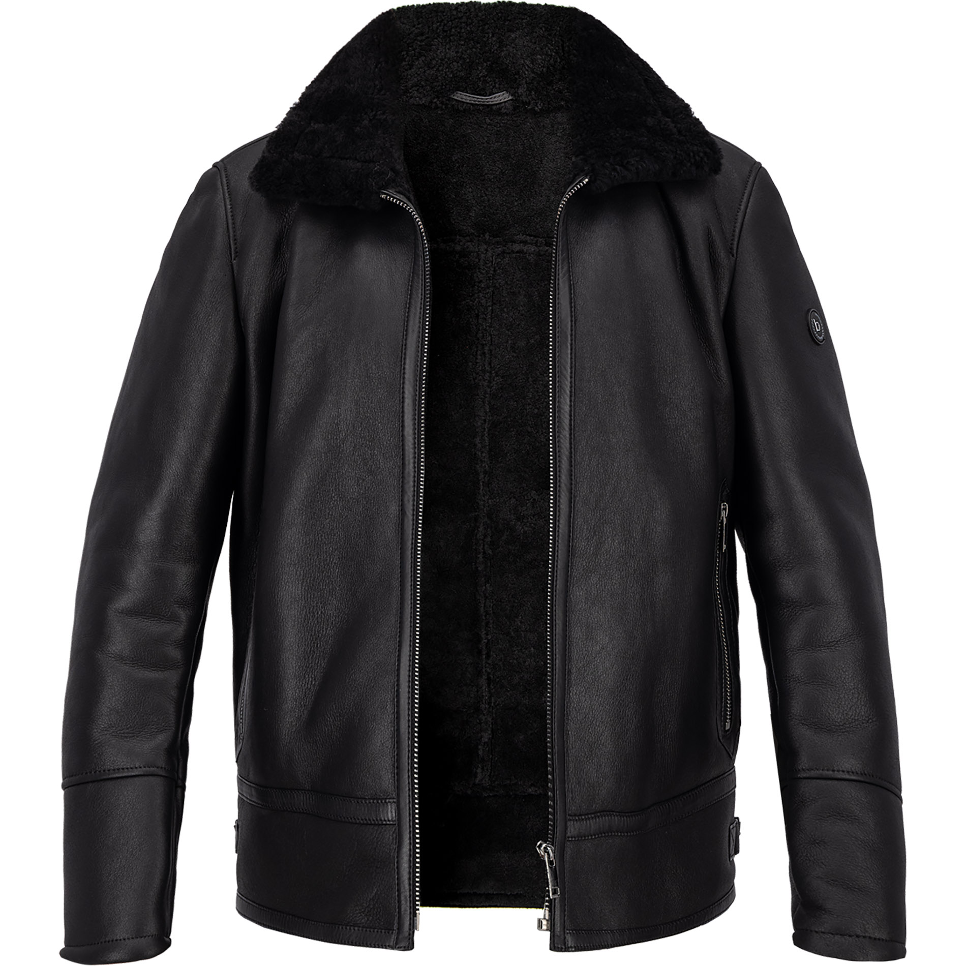 bugatti Herren Lederjacke schwarz unifarben