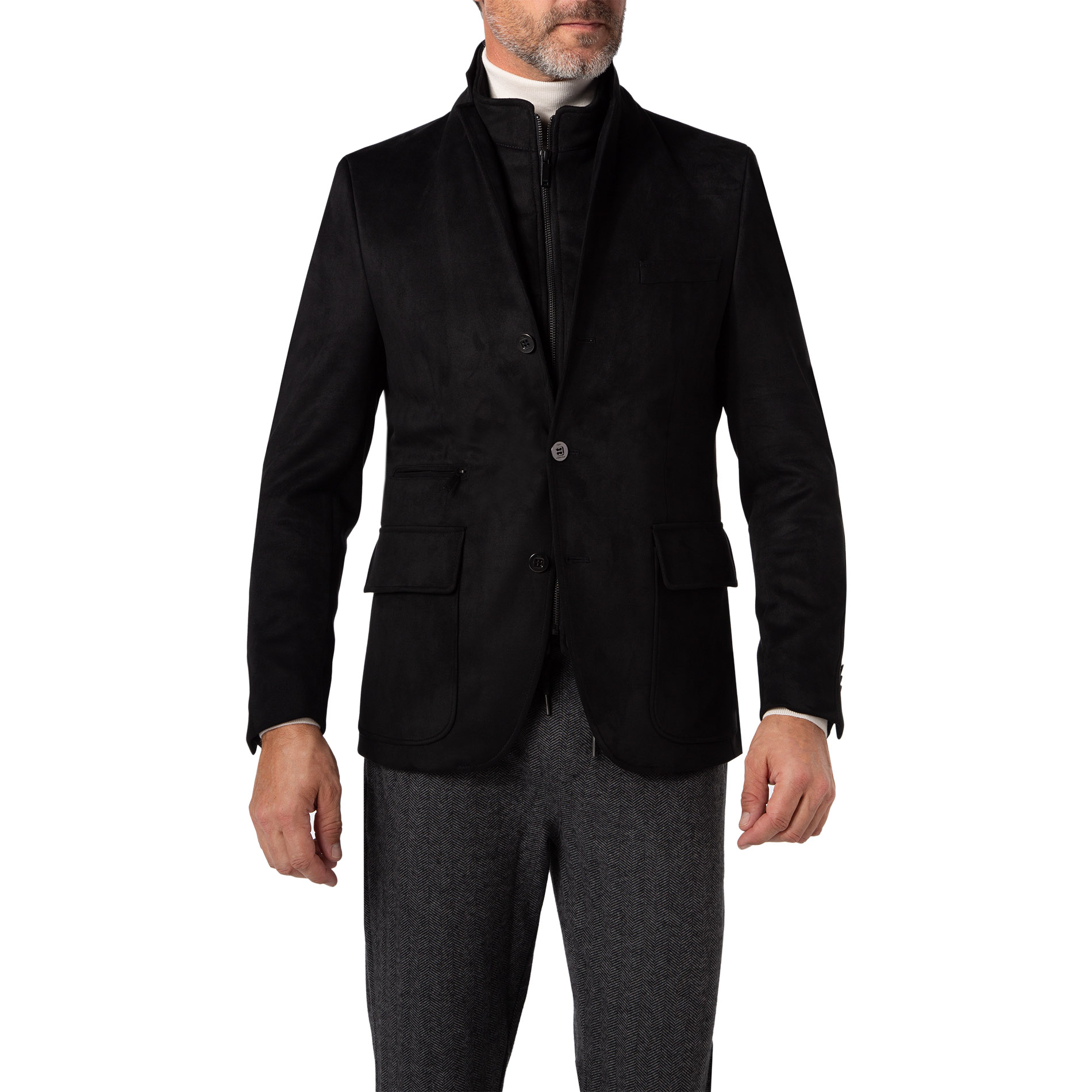 KARL LAGERFELD Herren Sakko schwarz Material-Mix