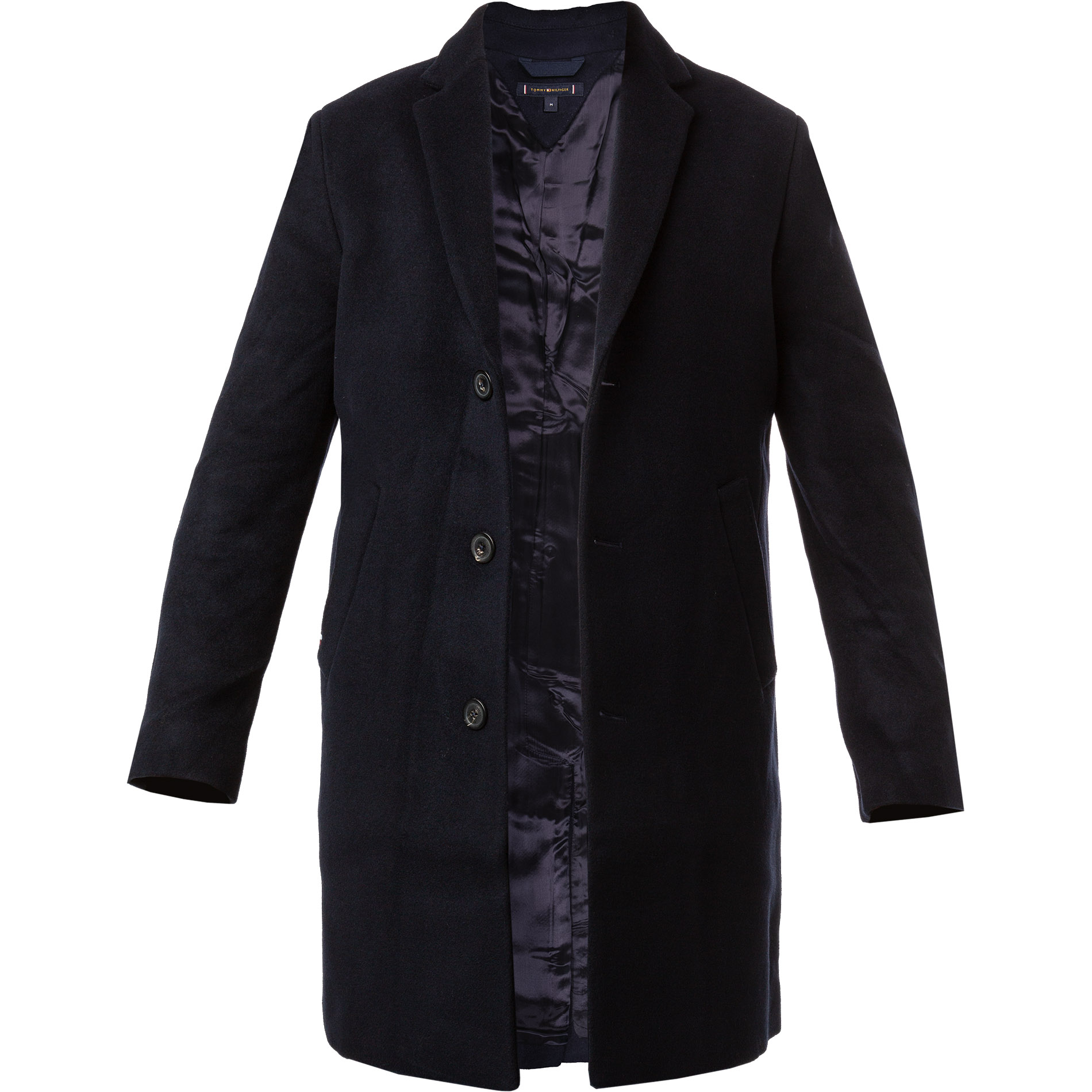 Tommy Hilfiger Herren Mantel blau Wolle unifarben