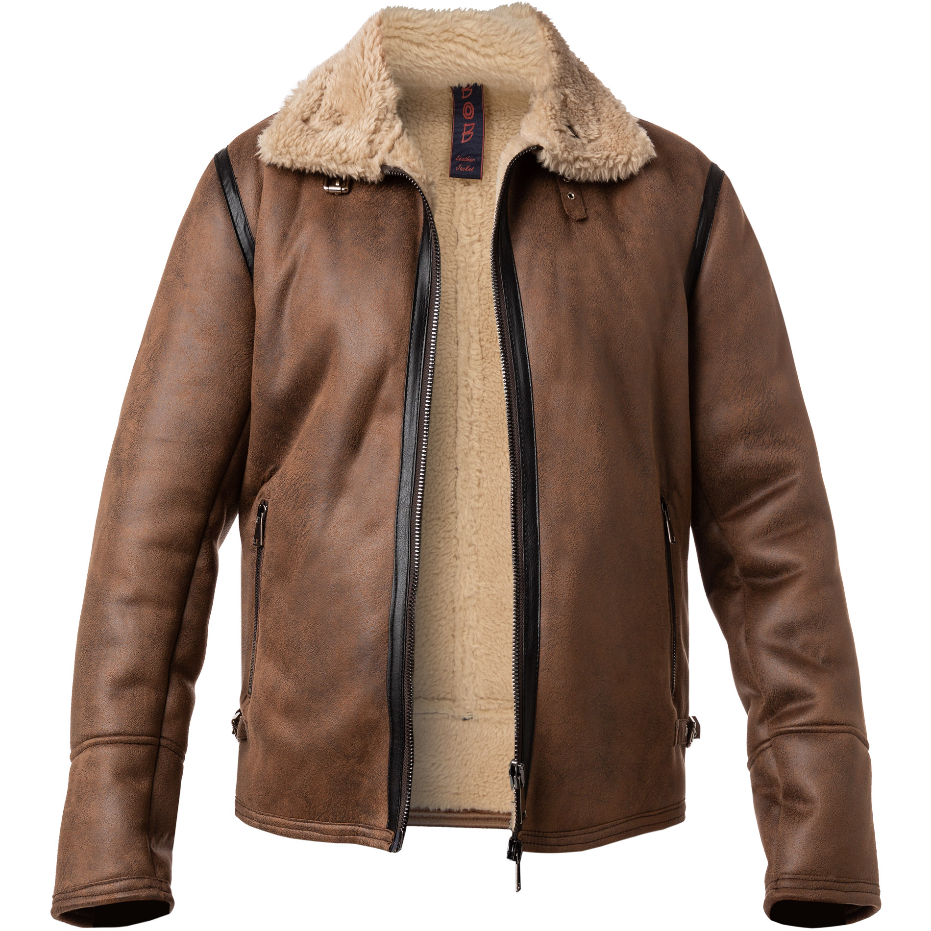 BOB Herren Jacke braun Kunstleder unifarben