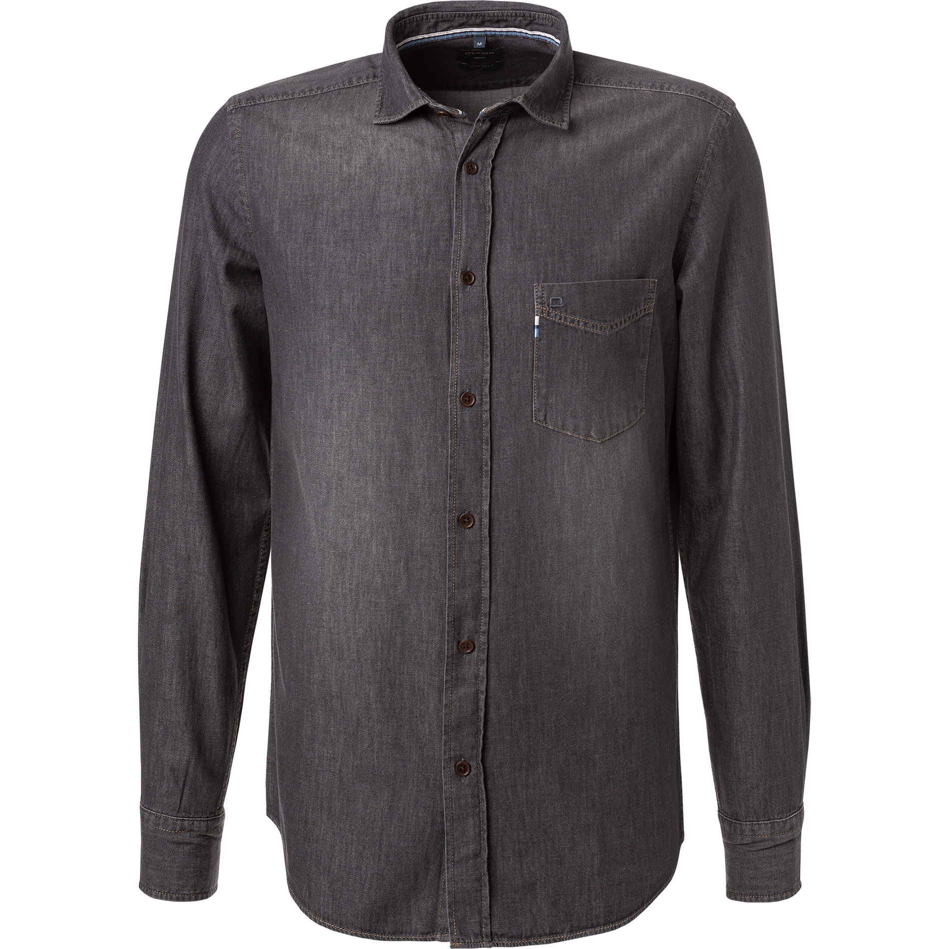 OLYMP Herren Jeanshemd grau Baumwolle