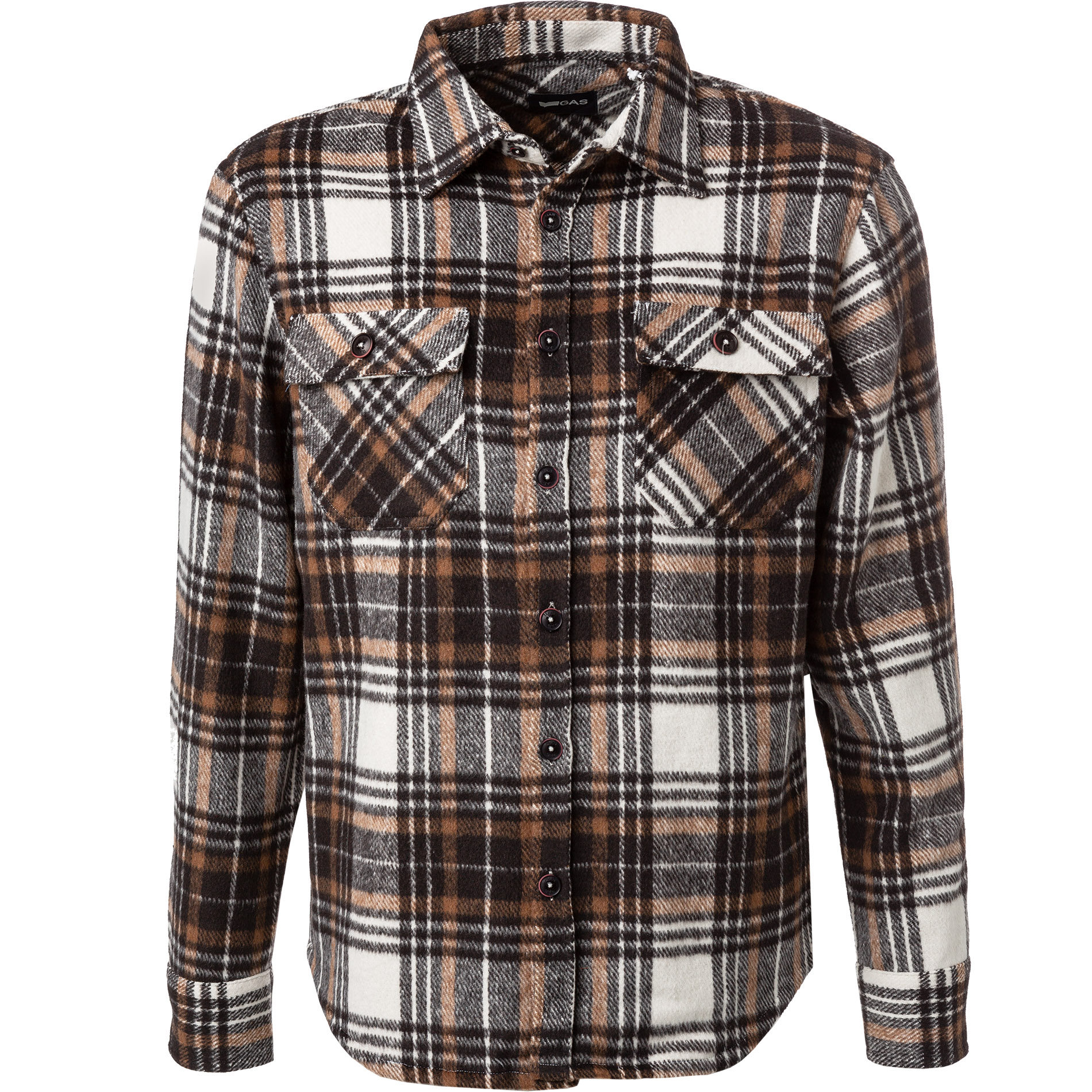 GAS Herren Overshirt braun Mikrofaser kariert