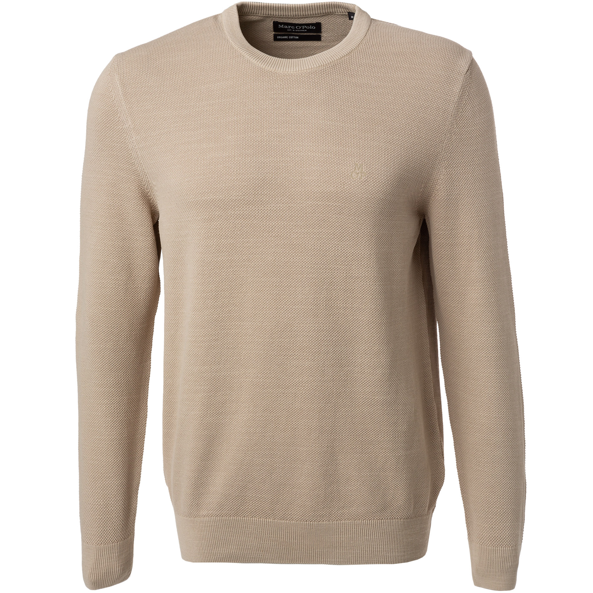 Marc O'Polo Herren Pullover beige Baumwolle unifarben