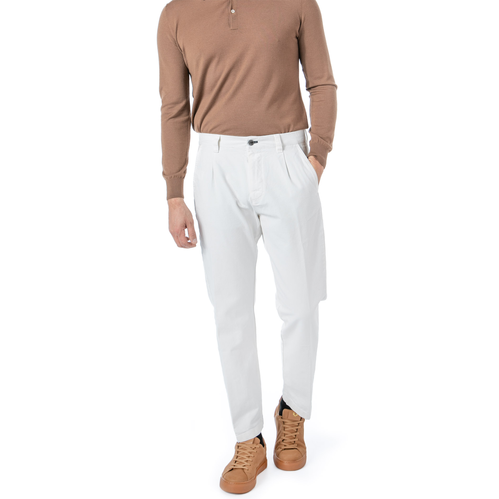 JOOP! Herren Bundfaltenhose weiß
