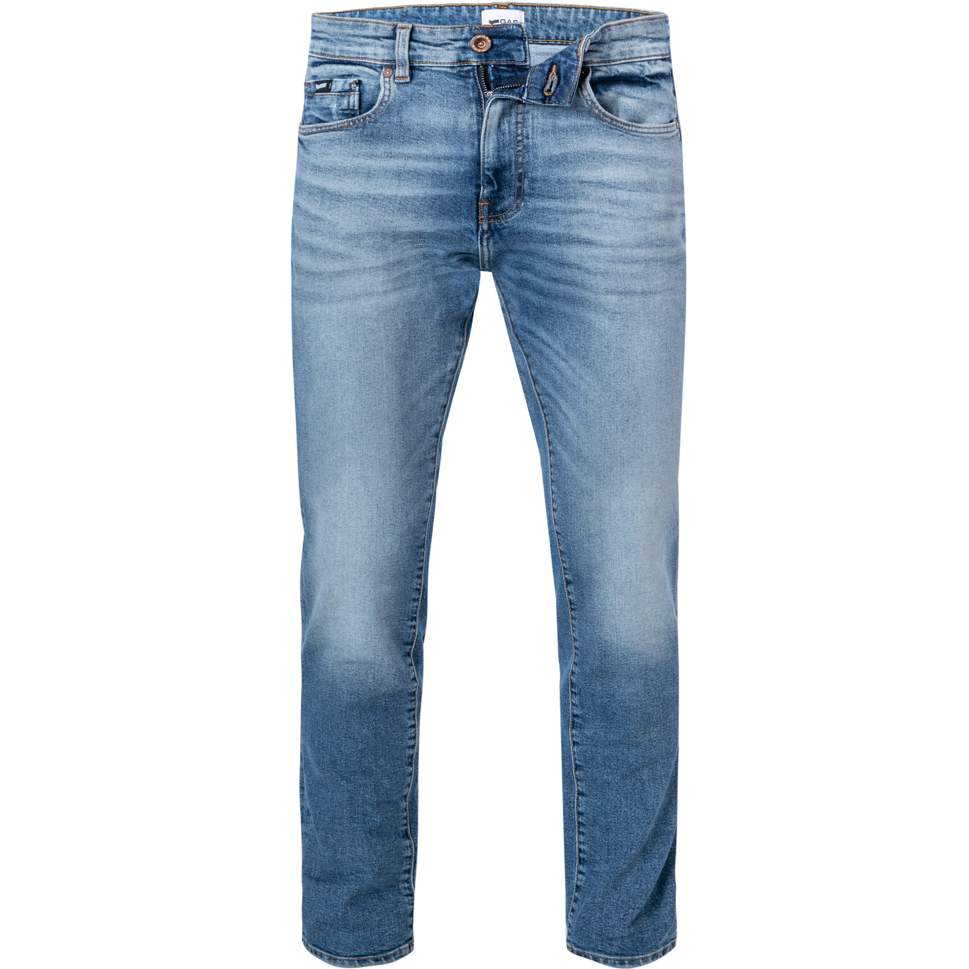 GAS Herren Jeans blau Baumwoll-Stretch Slim Fit