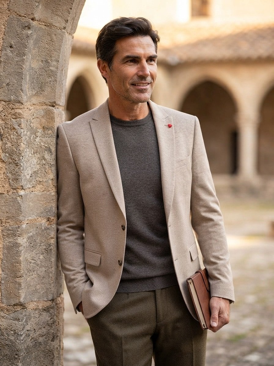 Sakko, Extra Slim Fit, Baumwoll-Stretch, beige meliert