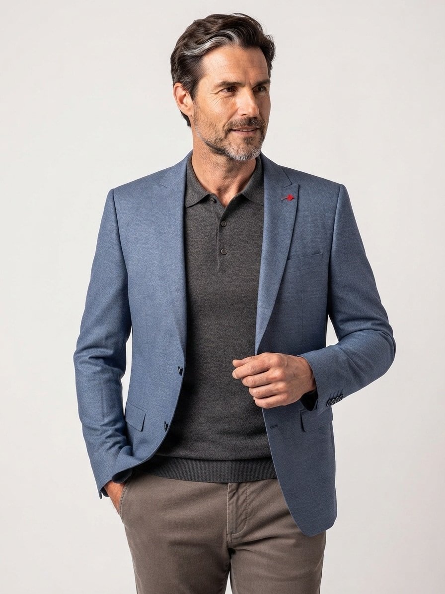 Sakko, Extra Slim Fit, Baumwoll-Stretch, pastellblau meliert