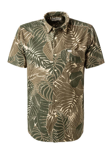 Kurzarmhemd, Regular Fit, Baumwolle, grün floral