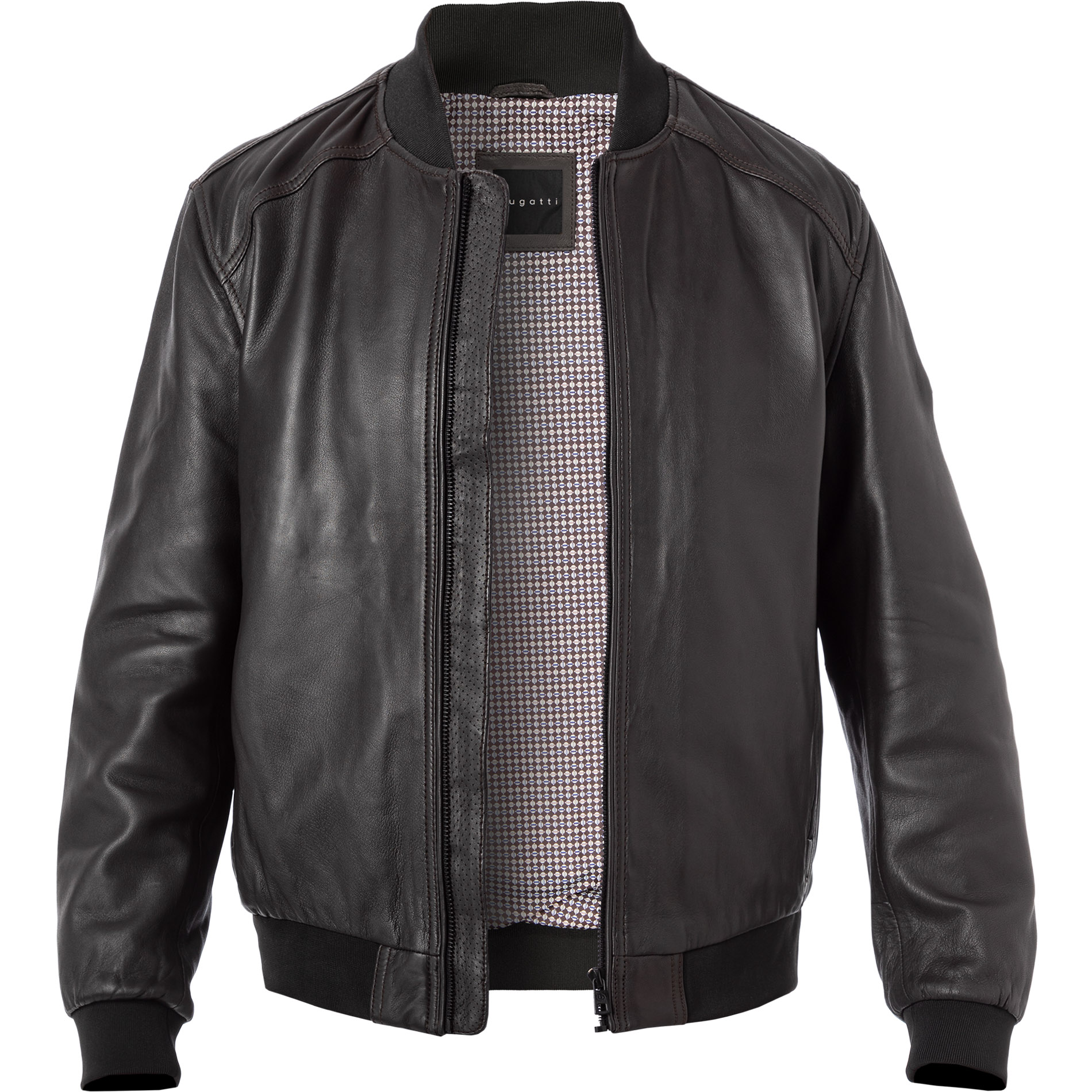 bugatti Herren Lederjacke braun unifarben