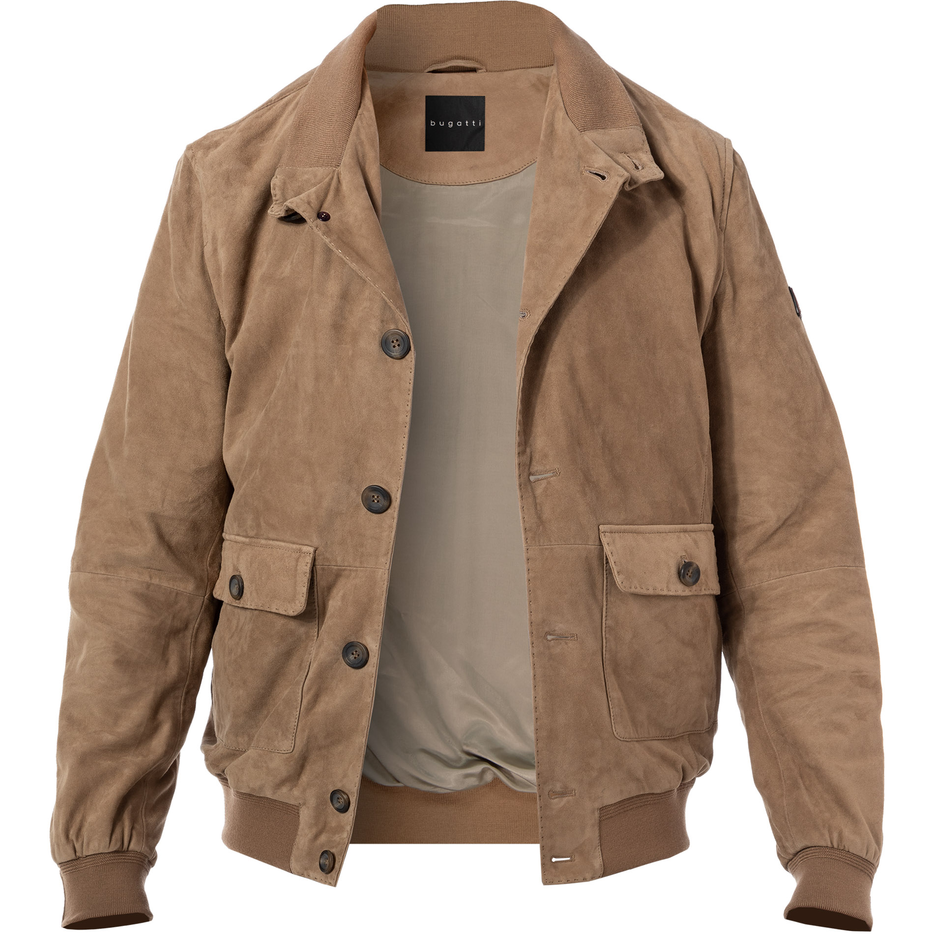 bugatti Herren Lederjacke beige unifarben