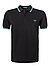 Polo-Shirt, Baumwoll-Piqué, schwarz - schwarz-türkis