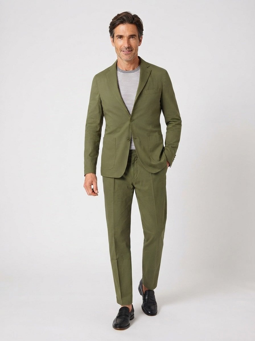 Bundfaltenhose, Relaxed Fit, Leinen, grün