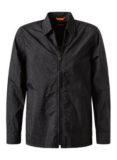 Overshirt, Mikrofaser, schwarz meliert