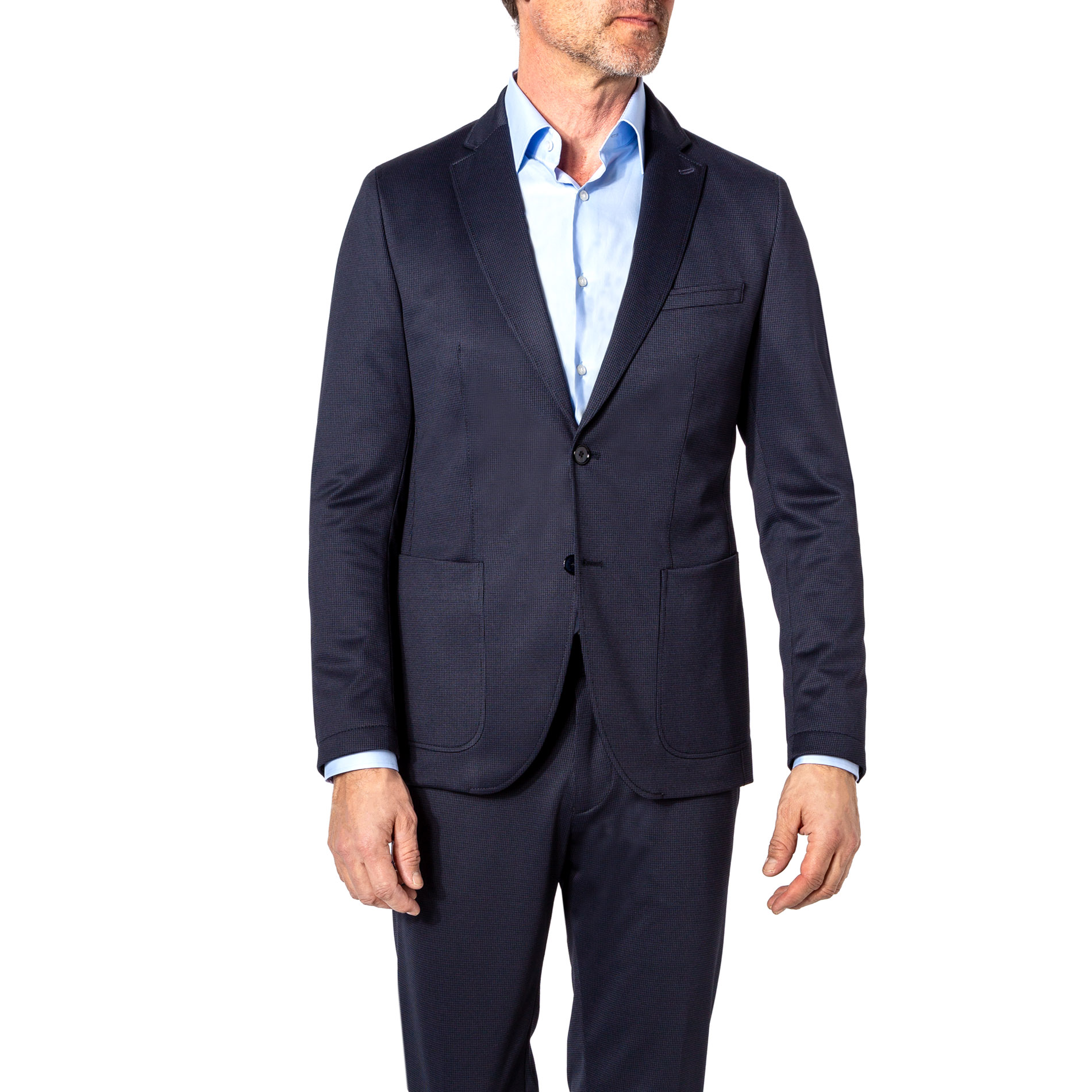 CG Herren Sakko blau Jersey meliert Slim Fit
