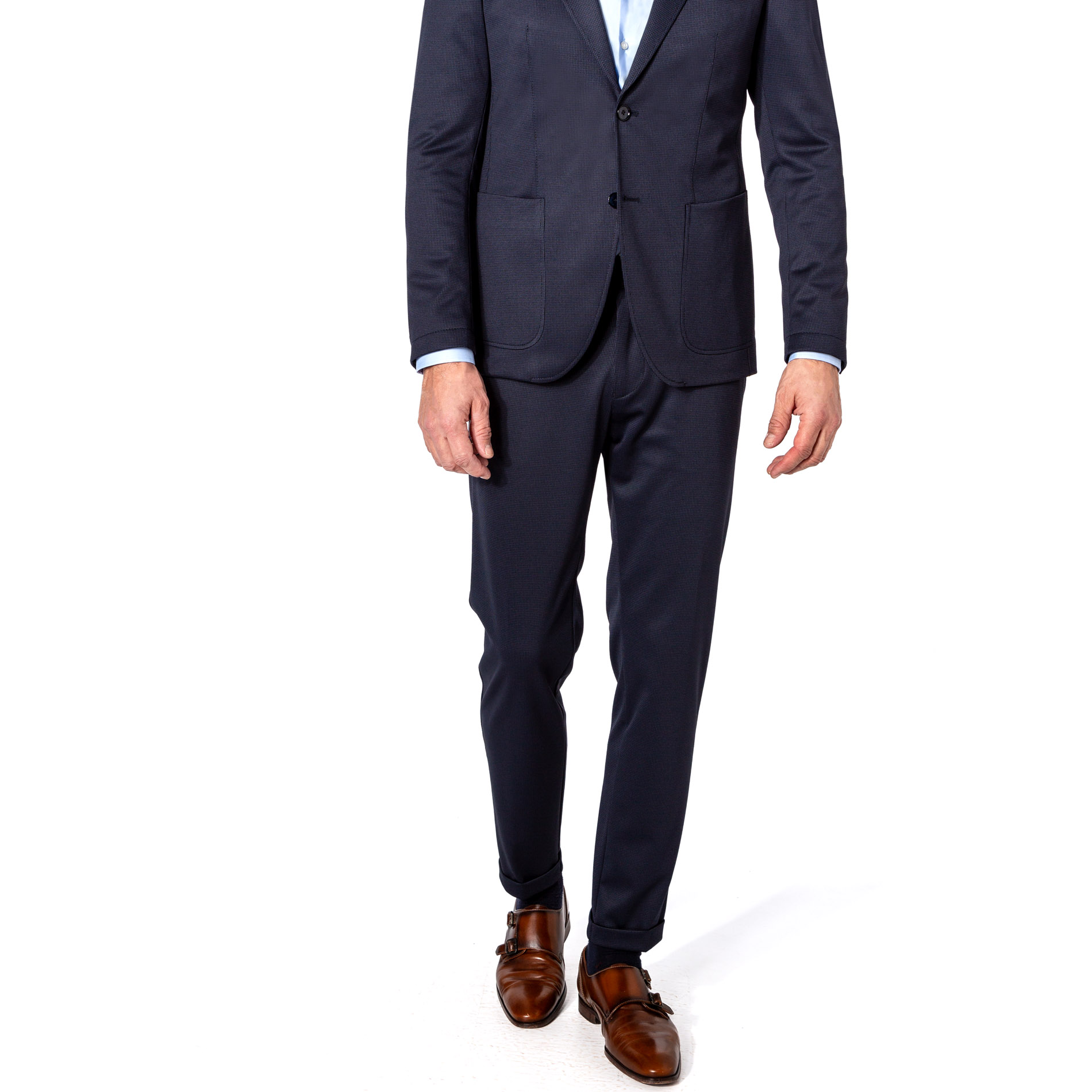 CG Herren Hose blau Jersey meliert