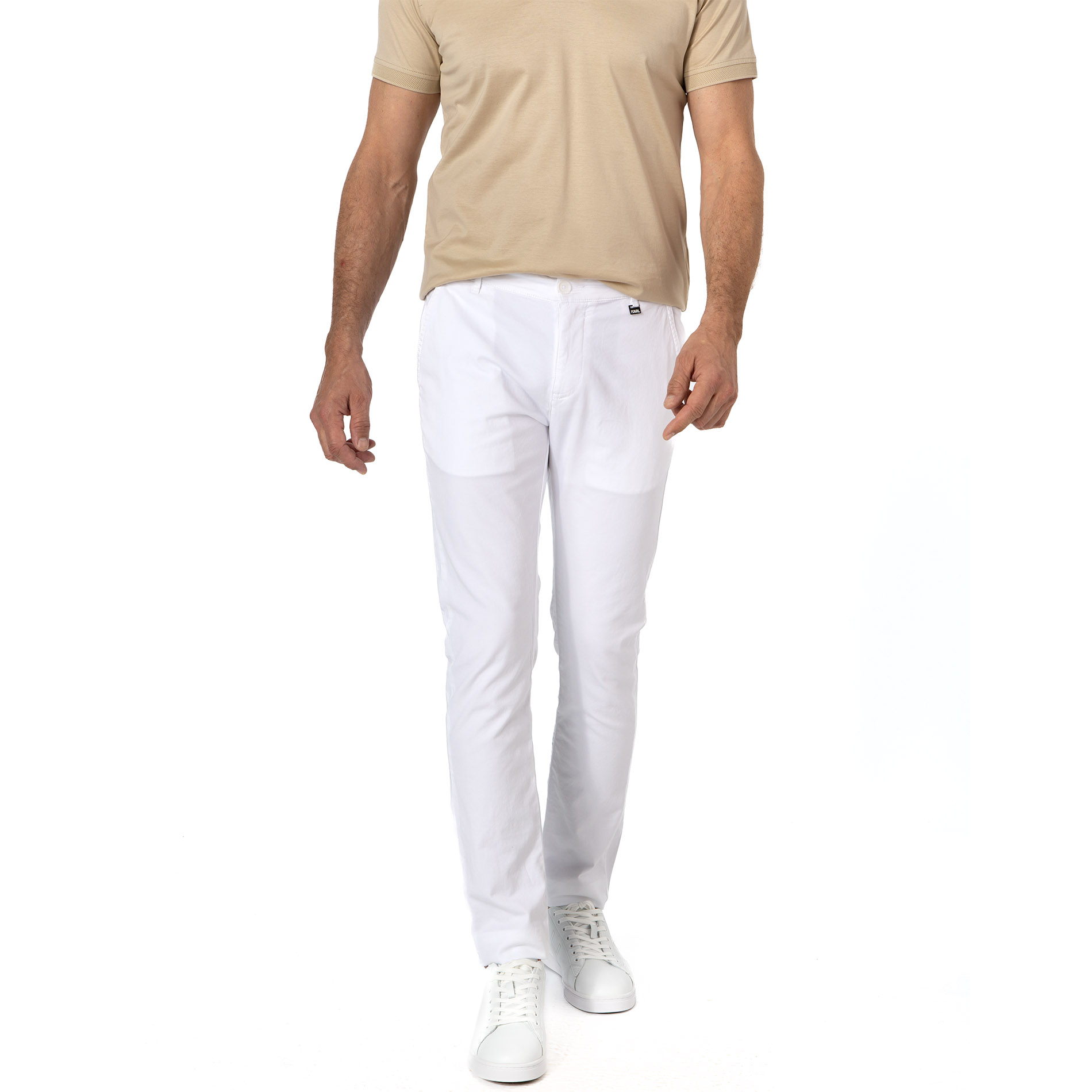 KARL LAGERFELD Herren Chino weiß Baumwolle