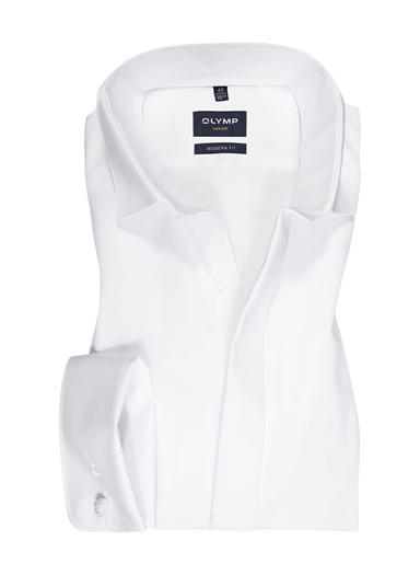 Smokinghemd, Modern Fit, Baumwolle, Extra langer Arm, weiß