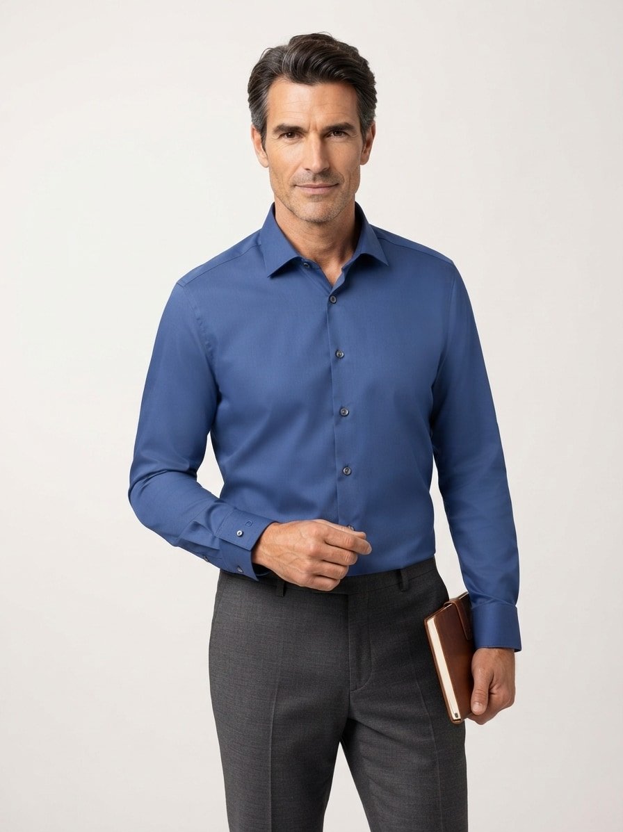 Hemd, Super Slim Fit, Baumwoll-Stretch, rauchblau