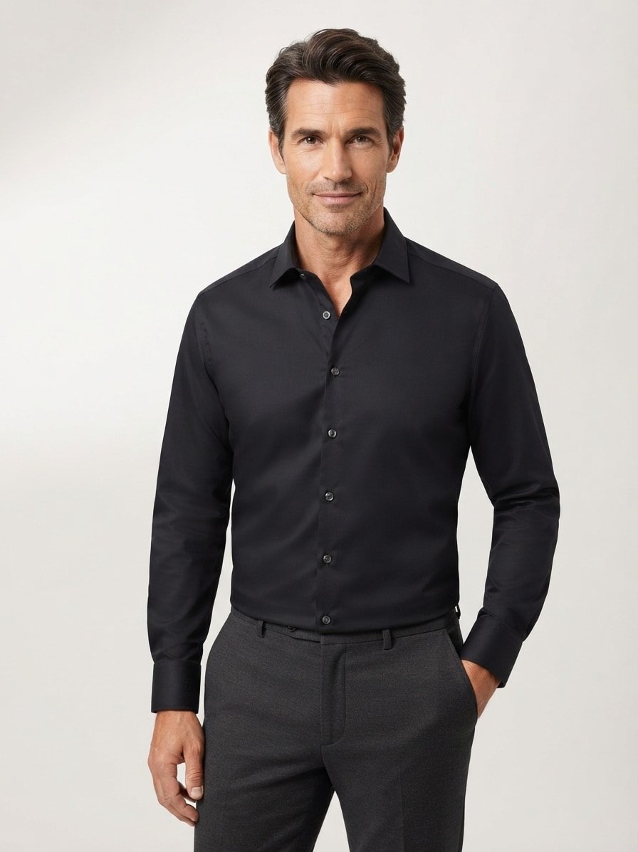 Hemd, Super Slim Fit, Baumwoll-Stretch, schwarz