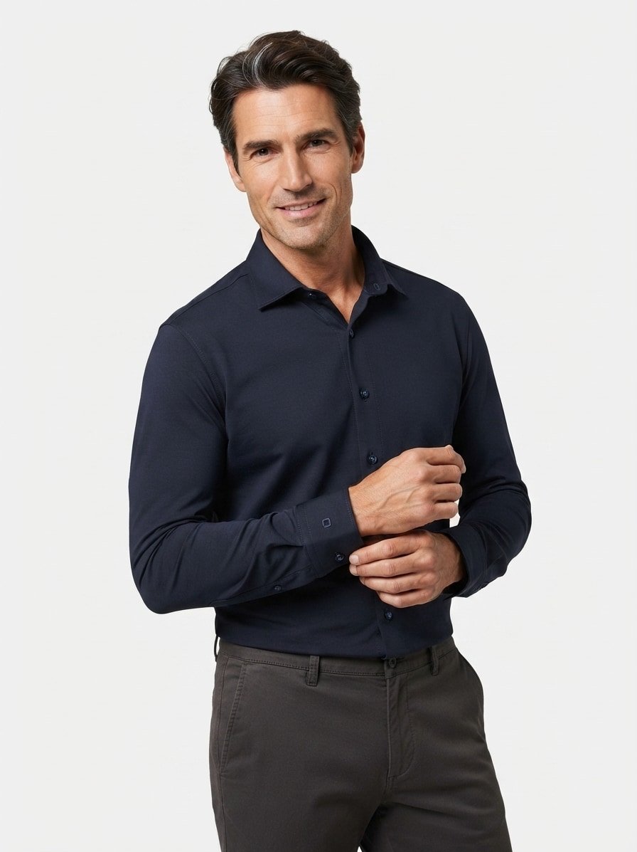 Hemd, Modern Fit, Jersey schnelltrocknend, marine
