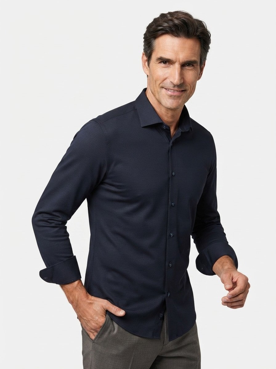 Hemd, Super Slim Fit, Jersey geruchshemmend, marine