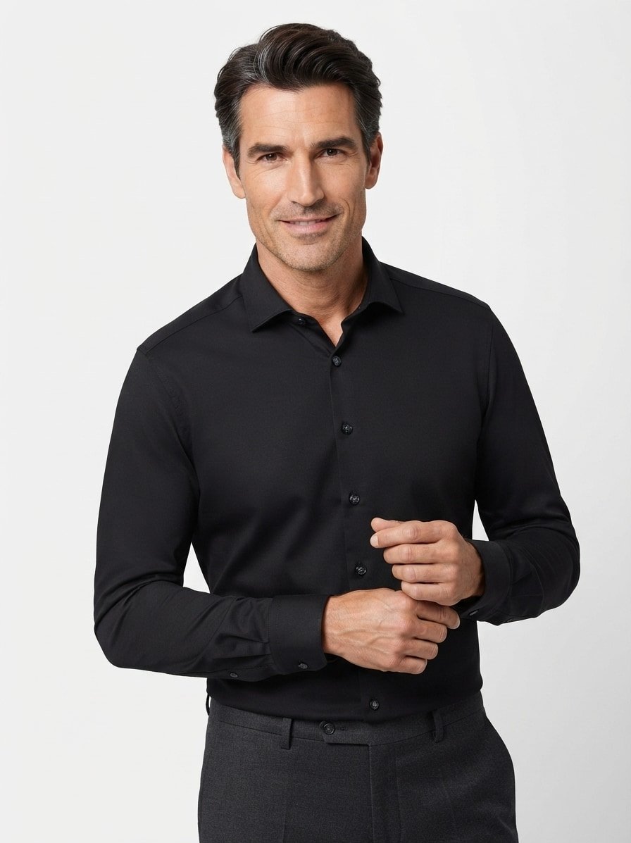 Hemd, Super Slim Fit, Jersey geruchshemmend, schwarz