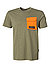 T-Shirt, Regular Fit, Baumwolle, oliv - grün-orange