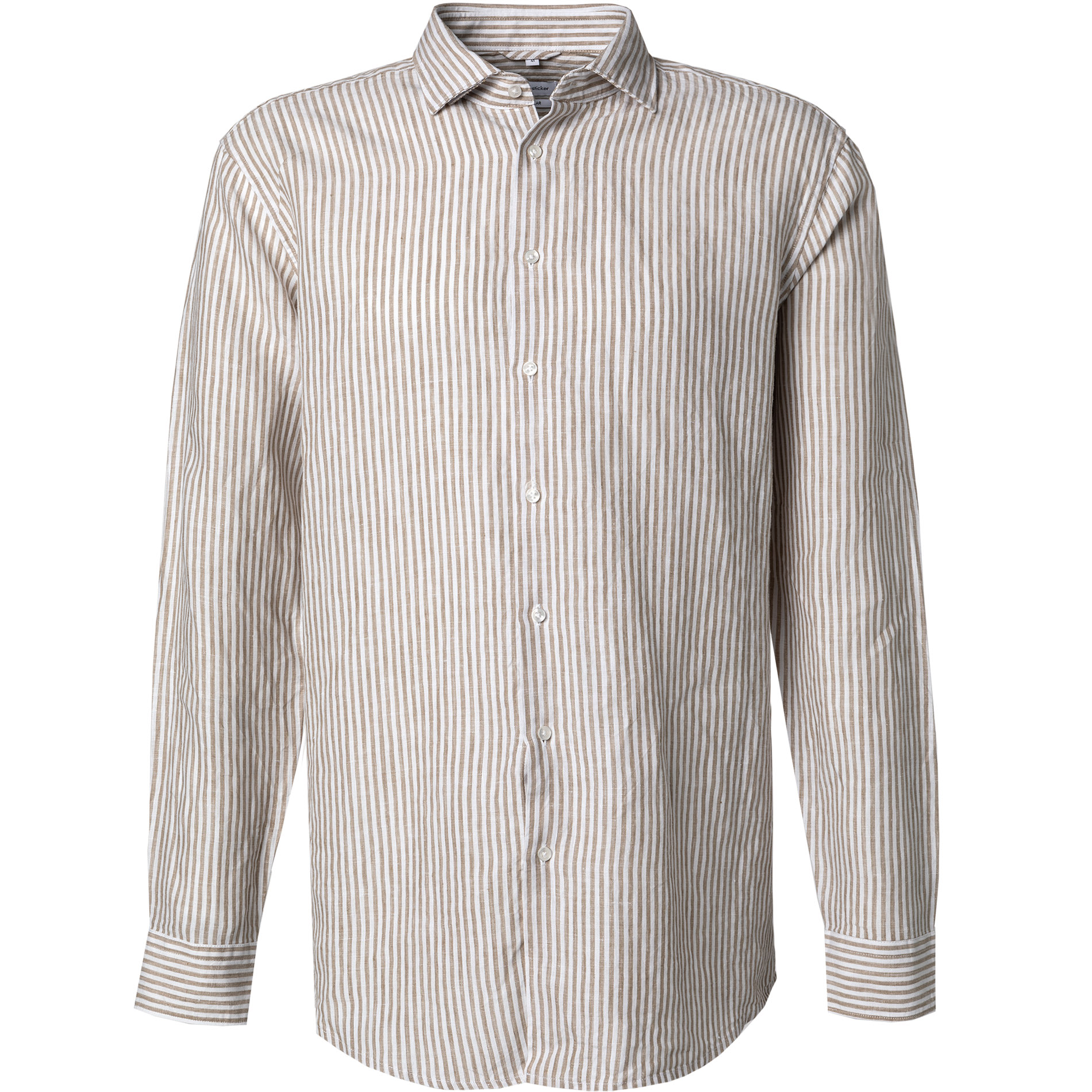 Seidensticker Herren Hemd beige Leinen gestreift
