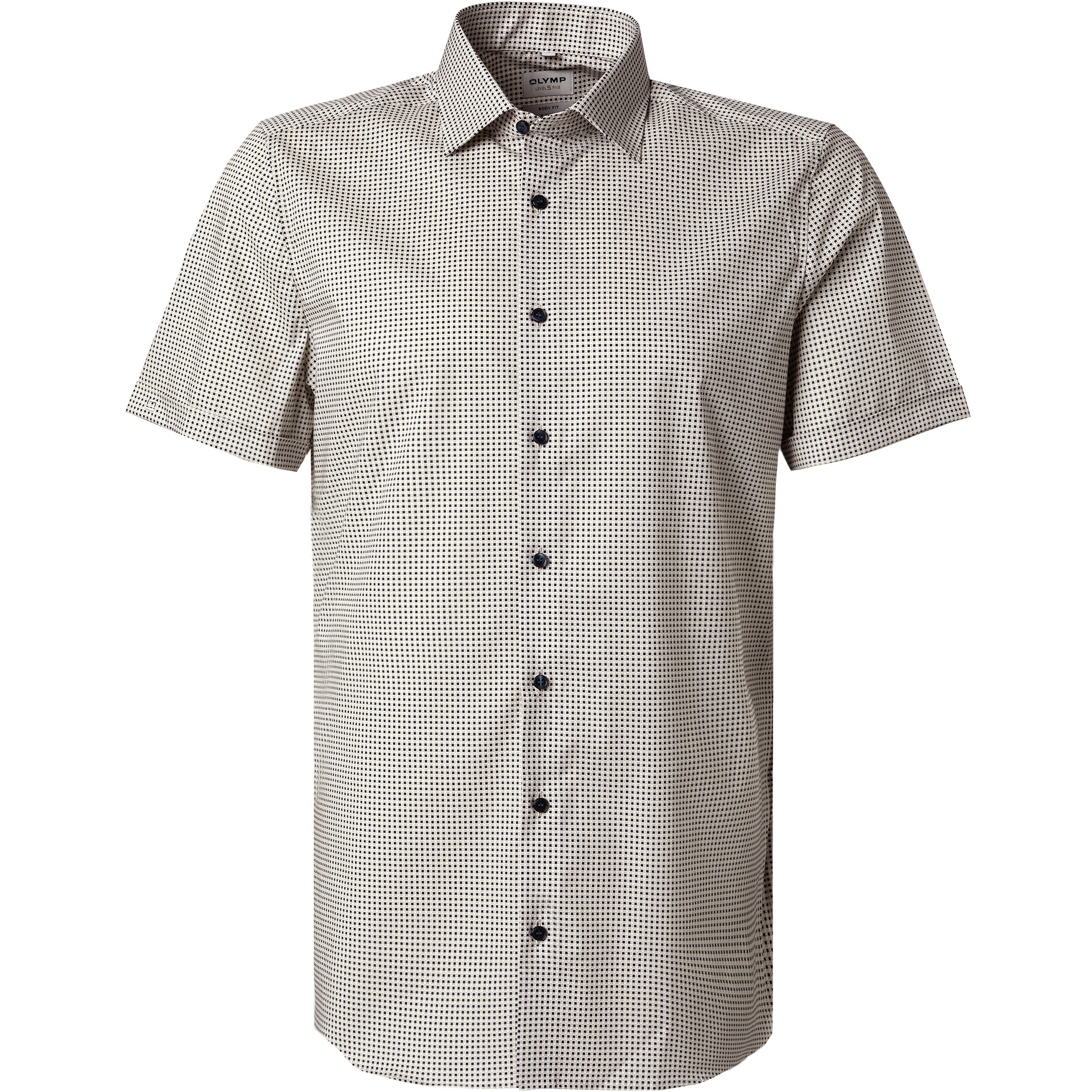 OLYMP Herren Kurzarmhemd beige gemustert
