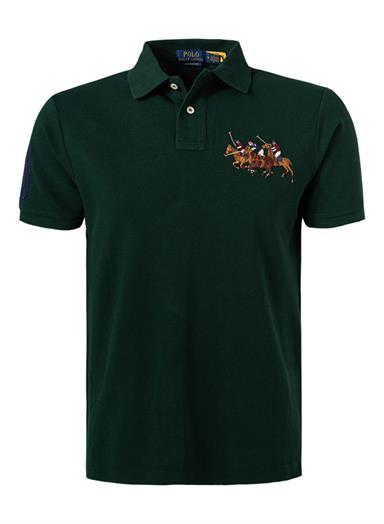 Polo-Shirt, Custom Slim Fit, Baumwoll-Piqué, dunkelgrün