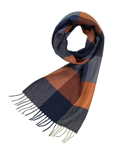 Schal, Reines Kaschmir, blau-orange