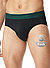 Slips, Bio Baumwoll-Stretch, dunkelblau - braun-gelb-dunkelblau