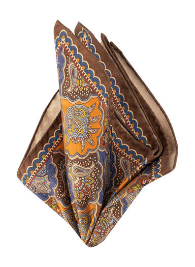Einstecktuch, Seide, braun-orange gemustert