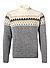 Stehkragenpullover, Schurwolle, creme-grau gemustert - creme-grau