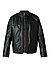 Bikerjacke, Leder, schwarz - schwarz