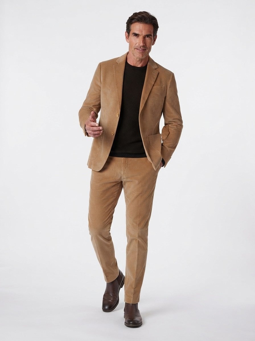 Hose, Modern Fit, Cord, camel
