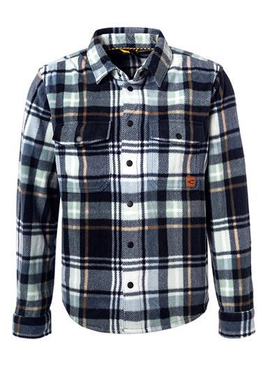 Overshirt, Relaxed Fit, Fleece, dunkelblau-hellgrün kariert