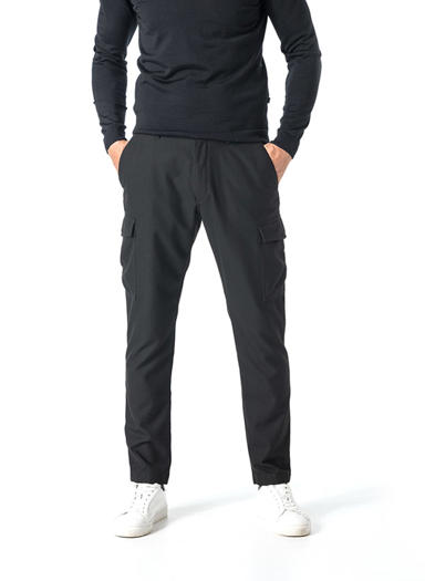 Cargohose, Modern Fit, Mikrofaser, schwarz