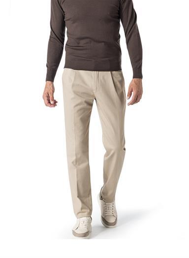 Bundfaltenhose, Baumwolle, beige