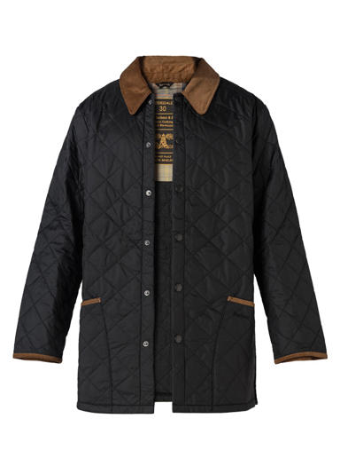 Barbour Steppjacke 30th Anniversary Liddesdale, Mikrofaser, schwarz