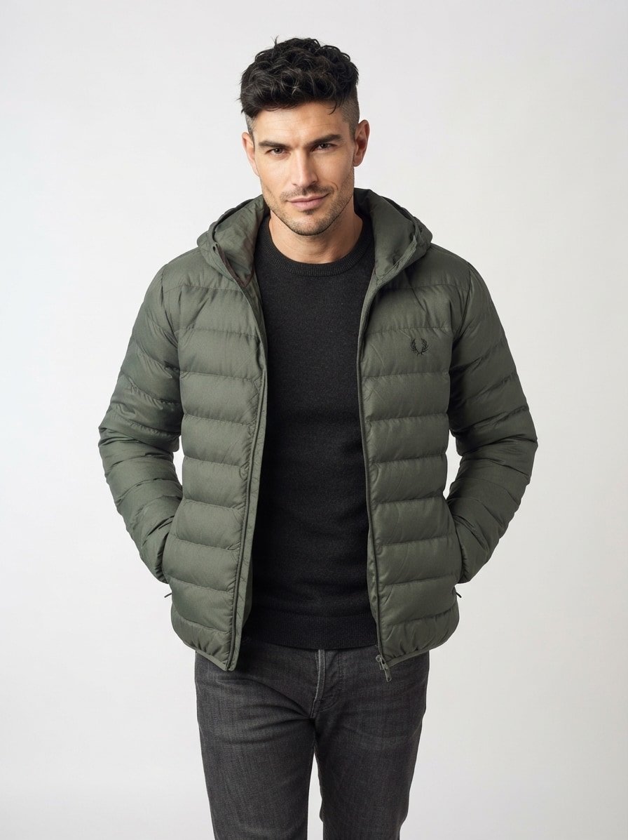Steppjacke, Nylon wasserabweisend, grün