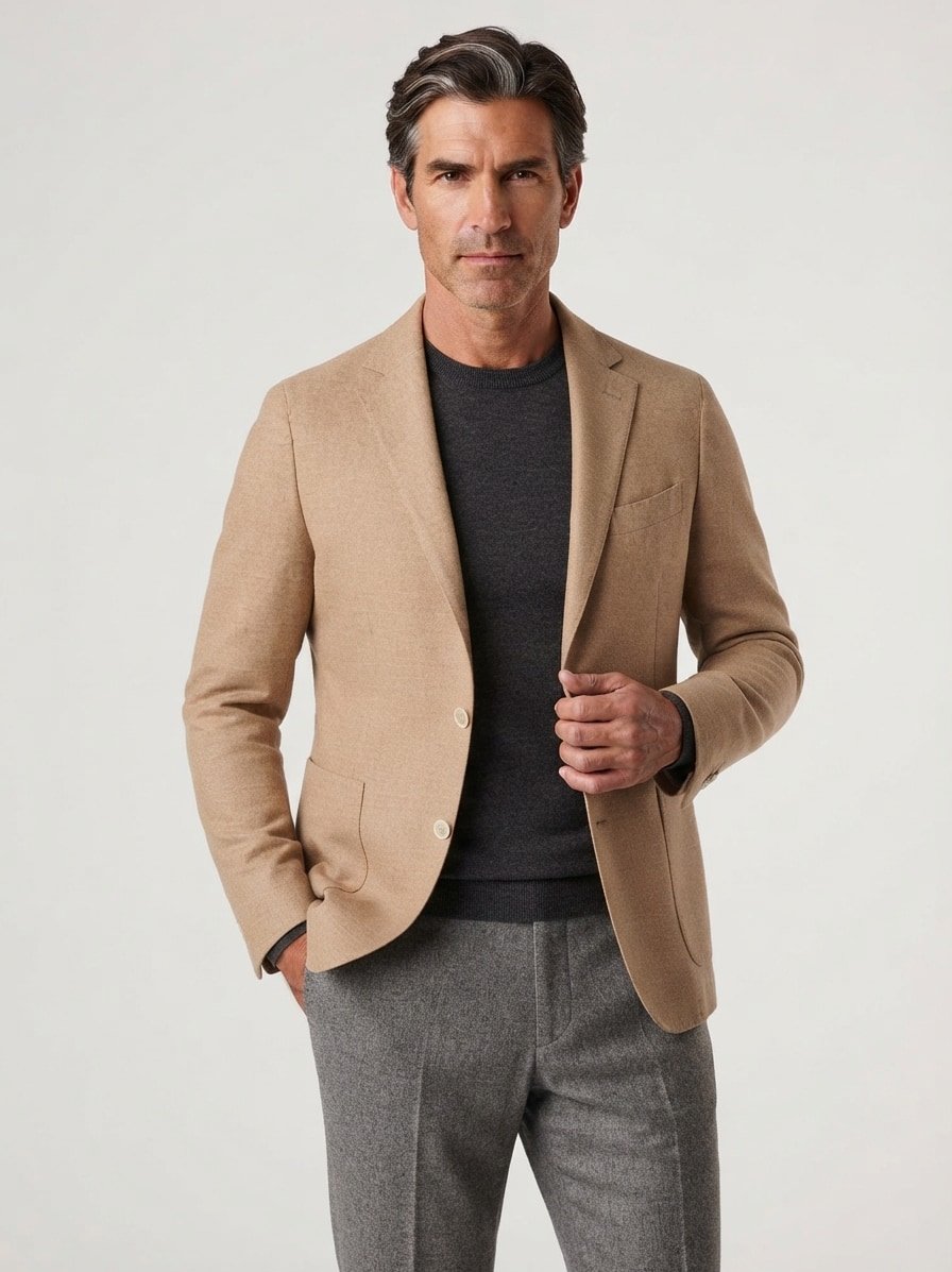 Sakko Hanry, Slim Fit, Performance-Flanell halbgefüttert, creme