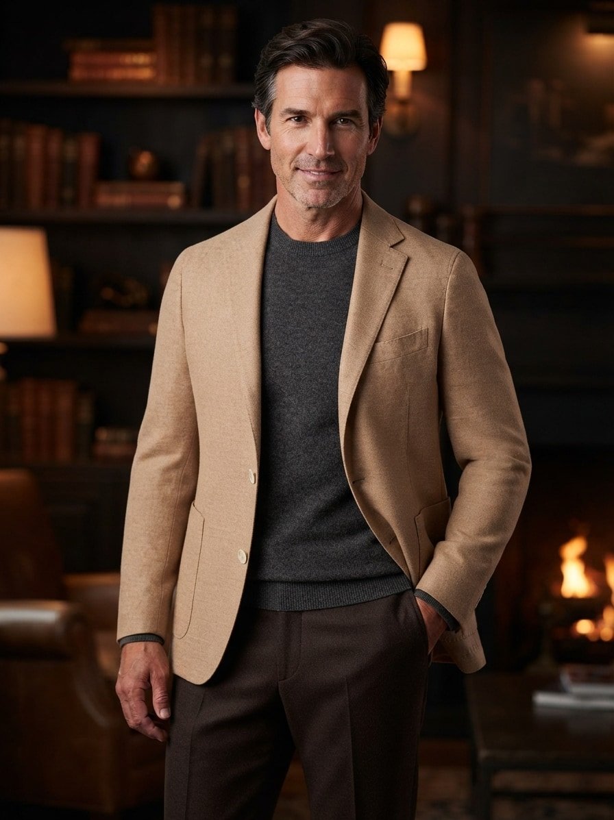 Sakko Hanry, Slim Fit, Performance-Flanell halbgefüttert, creme