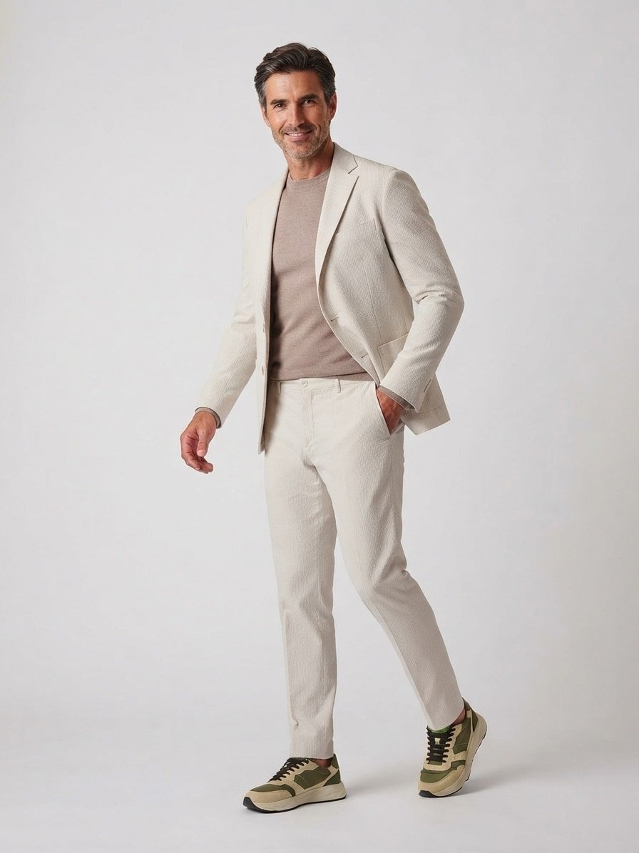 Hose, Slim Fit, Cord, creme