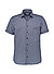 Kurzarmhemd, Body Fit, Baumwoll-Stretch, marine gemustert - marine