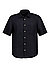 Kurzarmhemd, Regular Fit, Reines Leinen, schwarz - schwarz