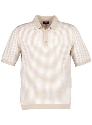 Polo-Shirt Ciflavin, Baumwoll-Strick, hellbraun-ecru gemustert