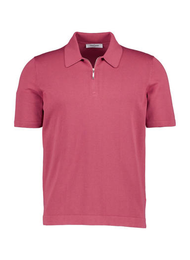 Zip-Polo, Baumwoll-Strick, beere